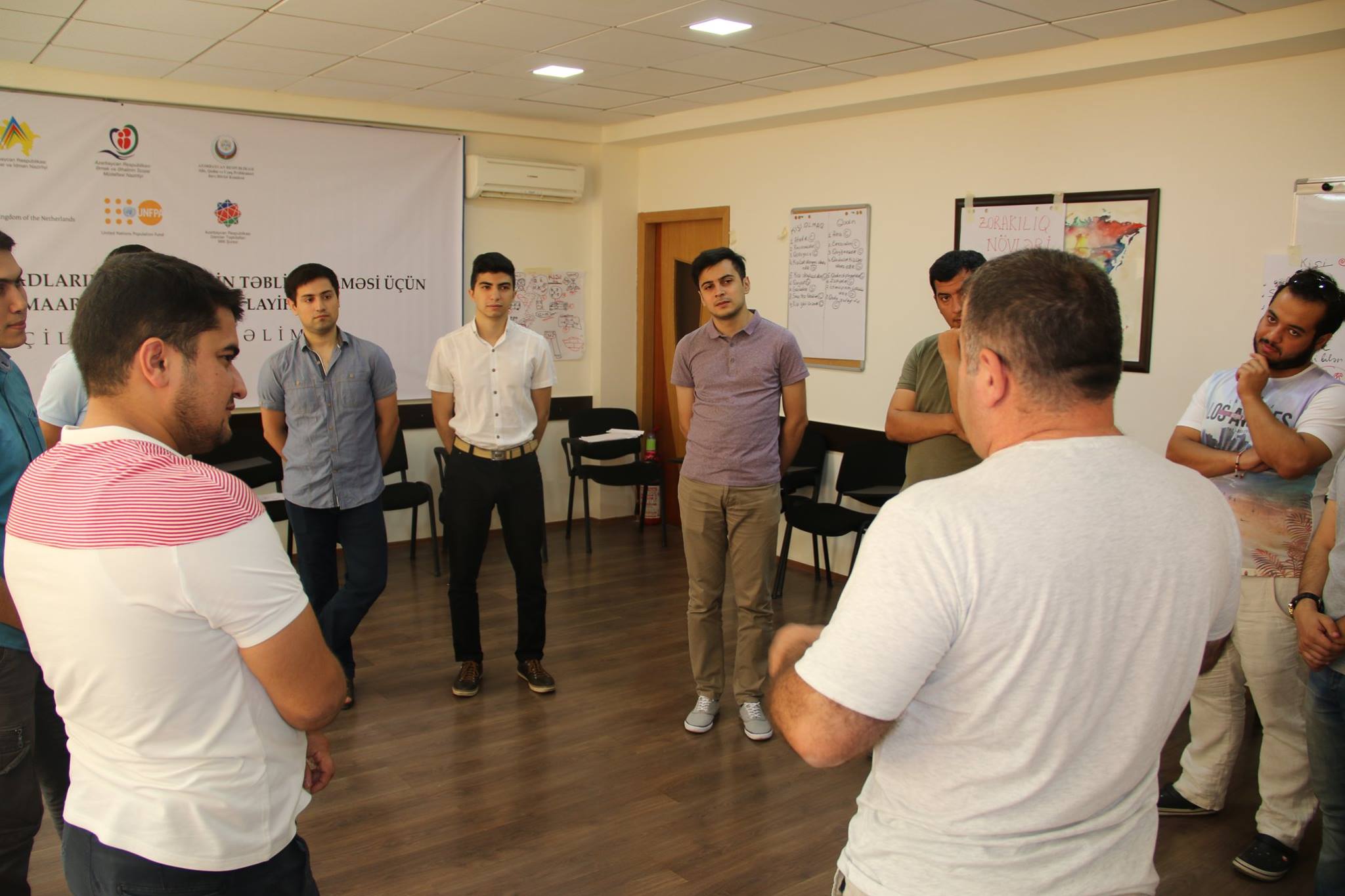 Janoghlan Ilyasov training a group of young boys about gender-biased sex selection during a summer camp in Azerbaijan. Credit: UNFPA Azerbaijan